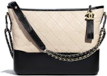 Chanel Gabrielle Hobo Bag Quilted Aged Calfskin Beige/Black in Aged Calfskin/Smooth  Calfskin with Gold-Tone/Silver-Tone/Ruthenium - US