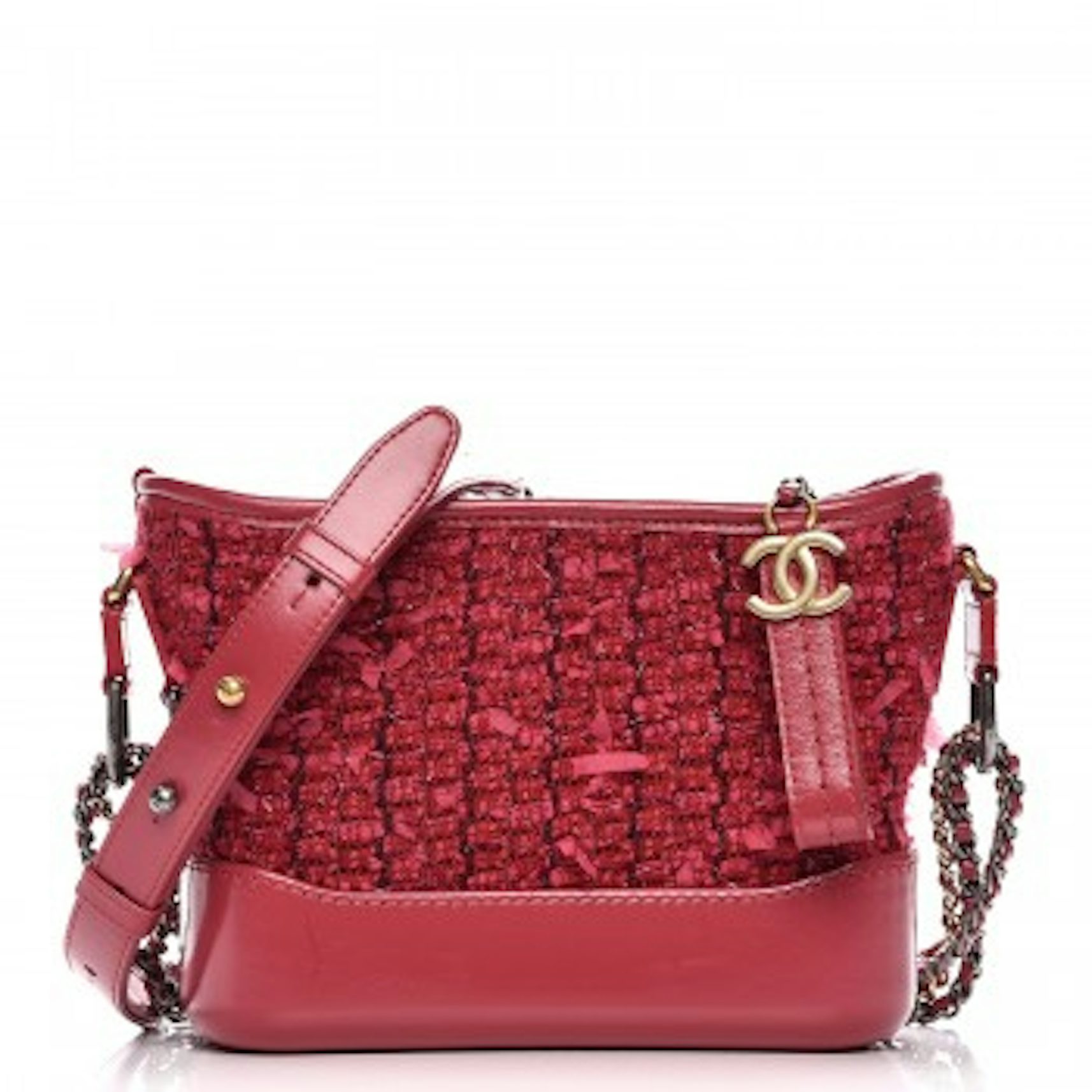 Chanel Gabrielle Hobo Bag Diamond Stitched Small Pink in Tweed /Calfskin  with Silver-tone /Ruthenium - US