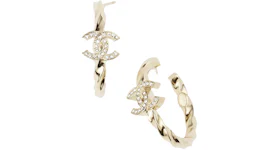 Chanel Hoop Earrings Gold/Crystal (ABA256 B10484 NN009)