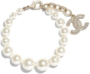 Chanel Interlocking Bracelet Gold/White/Crystal