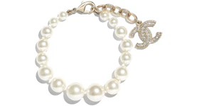 Chanel Interlocking Bracelet Gold/White/Crystal