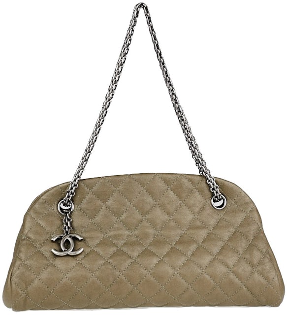 CHANEL Red Salmon Quilted Lambskin Leather Just Mademoiselle Bowling Bag