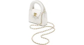 Chanel Kelly Clutch with Chain Micro 23K Shiny Aged Calfskin White