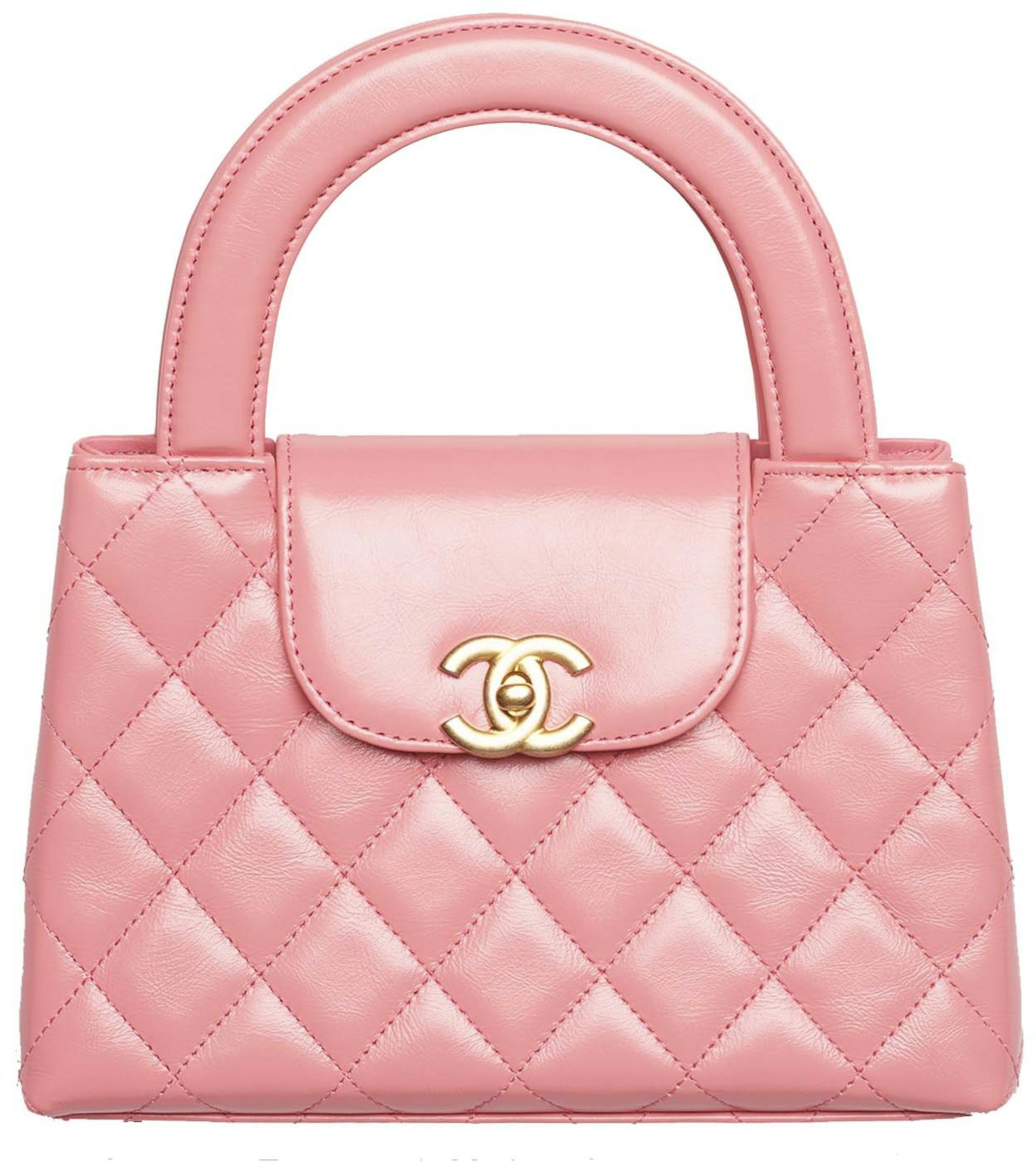 Chanel Kelly Mini Shopping Bag Mini 23K Shiny Aged Calfskin Coral Pink in  Shiny Aged Calfskin with Gold-Tone - DE