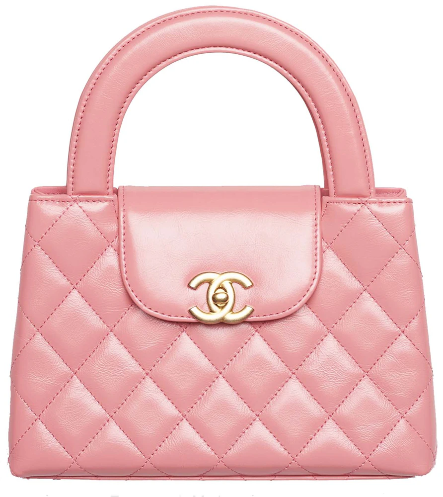 Chanel Kelly Mini Shopping Bag Mini 23K Shiny Aged Calfskin Coral Pink ...
