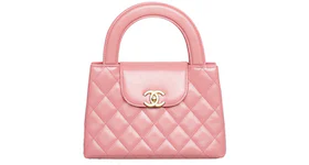 Chanel Kelly Mini Shopping Bag Mini 23K Shiny Aged Calfskin Coral Pink