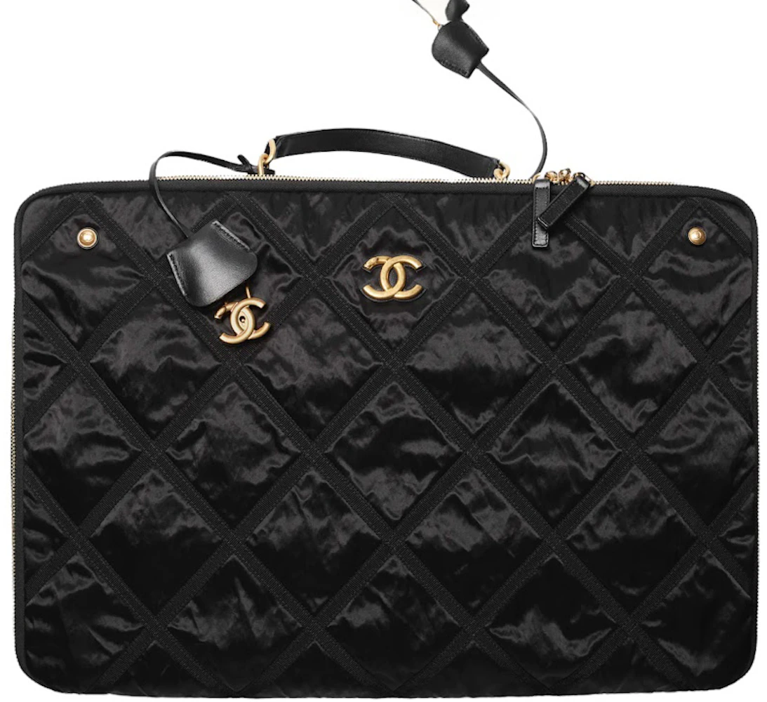 Chanel Black New Travel Line Nylon Single Flap Bag Metal Cloth ref.231369