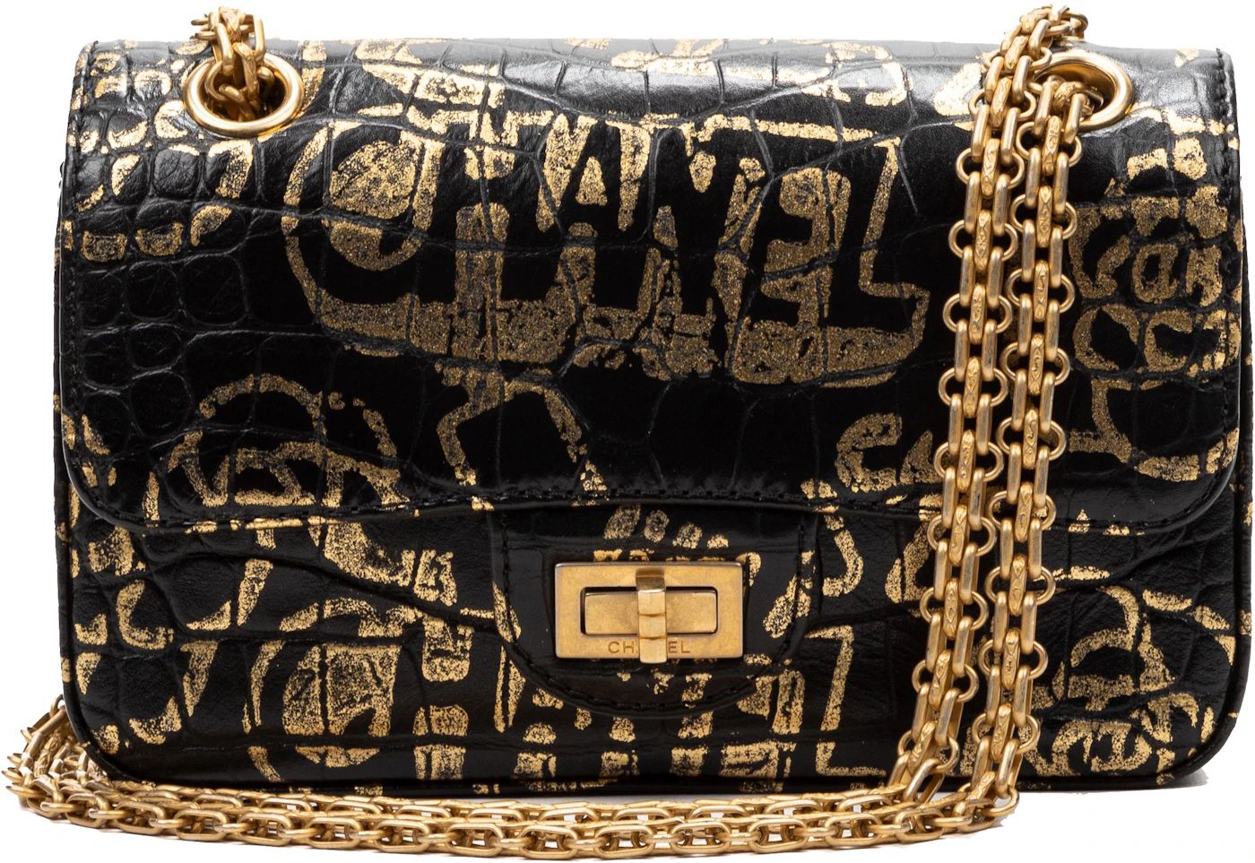 diakritisk anekdote konsol Chanel Limited Edition Mini Timeless Graffiti Reissue Black in Leather with  Gold-tone - US