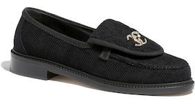 Chanel Loafers Black Corduroy