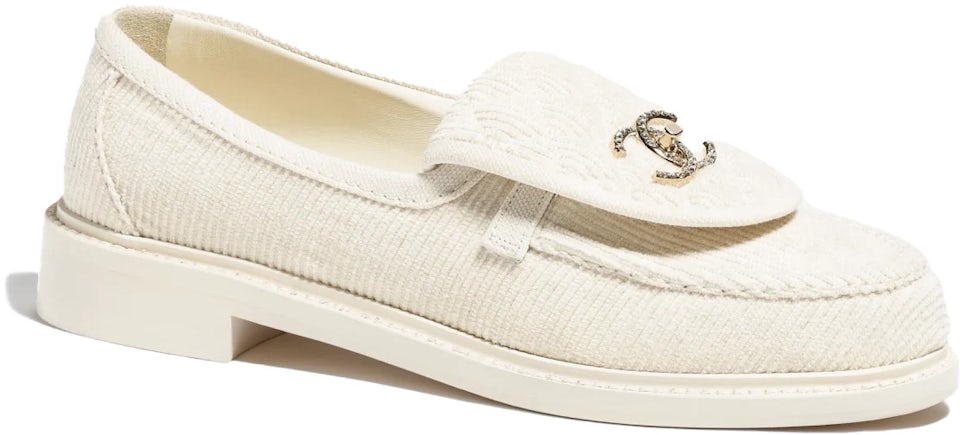 Chanel Loafers Ivory Corduroy - G40027 X56931 0S792 - US