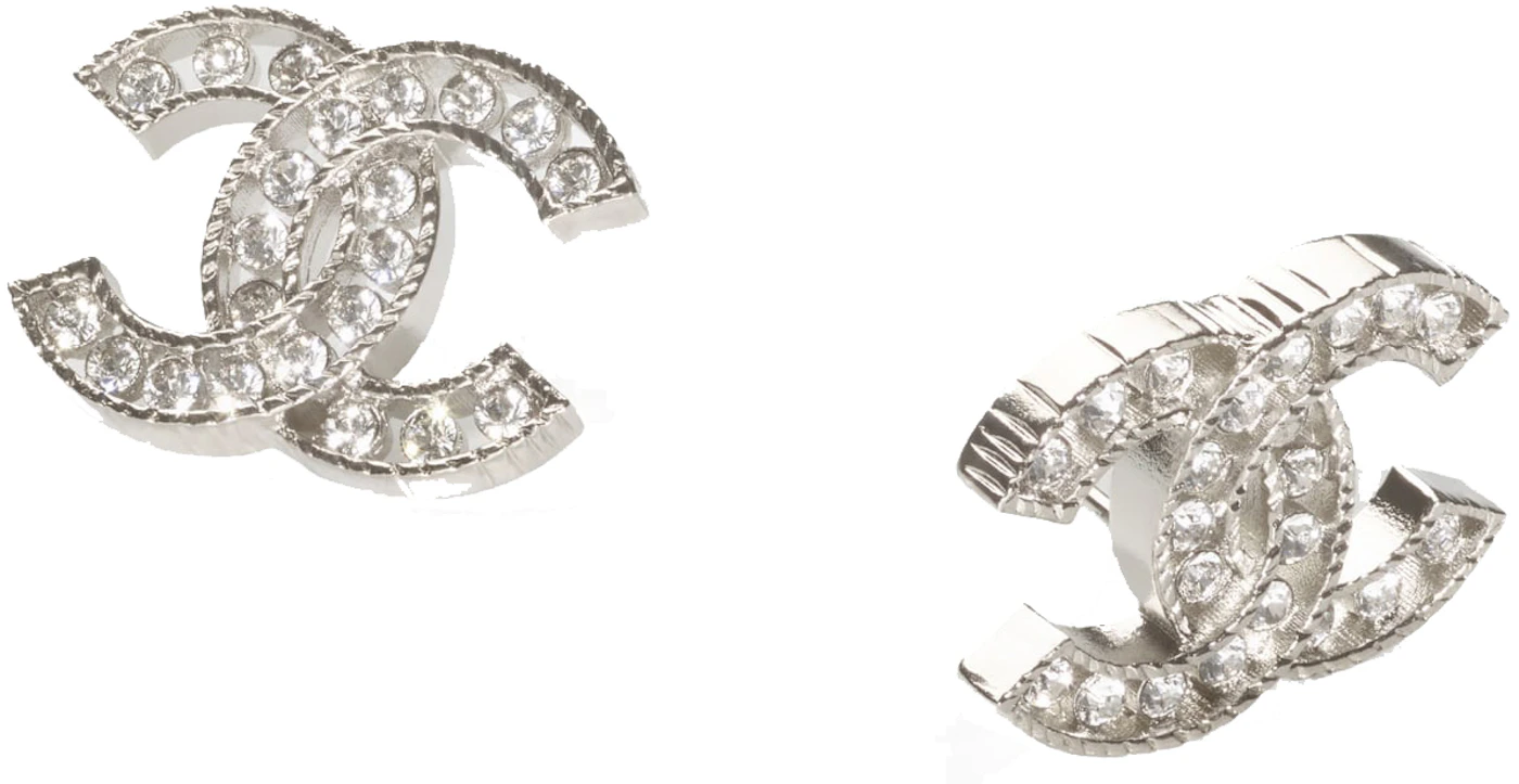 CHANEL Crystal Heart CC Earrings Gold 1293824