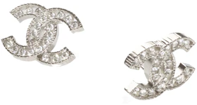 Chanel Logo Earrings Silver/Crystal