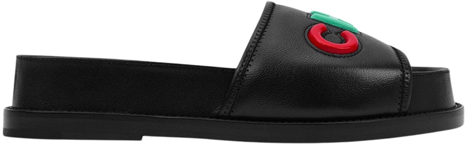 Chanel Logo Mule Sandal Black Leather