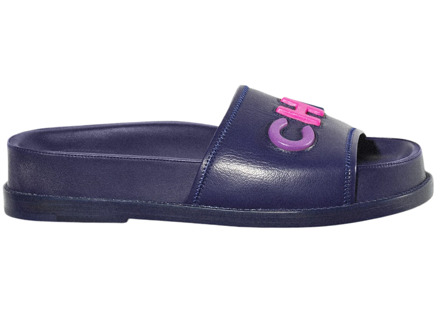 Chanel Logo Mule Sandal Navy Leather - G38933 X56443 K3920 - US