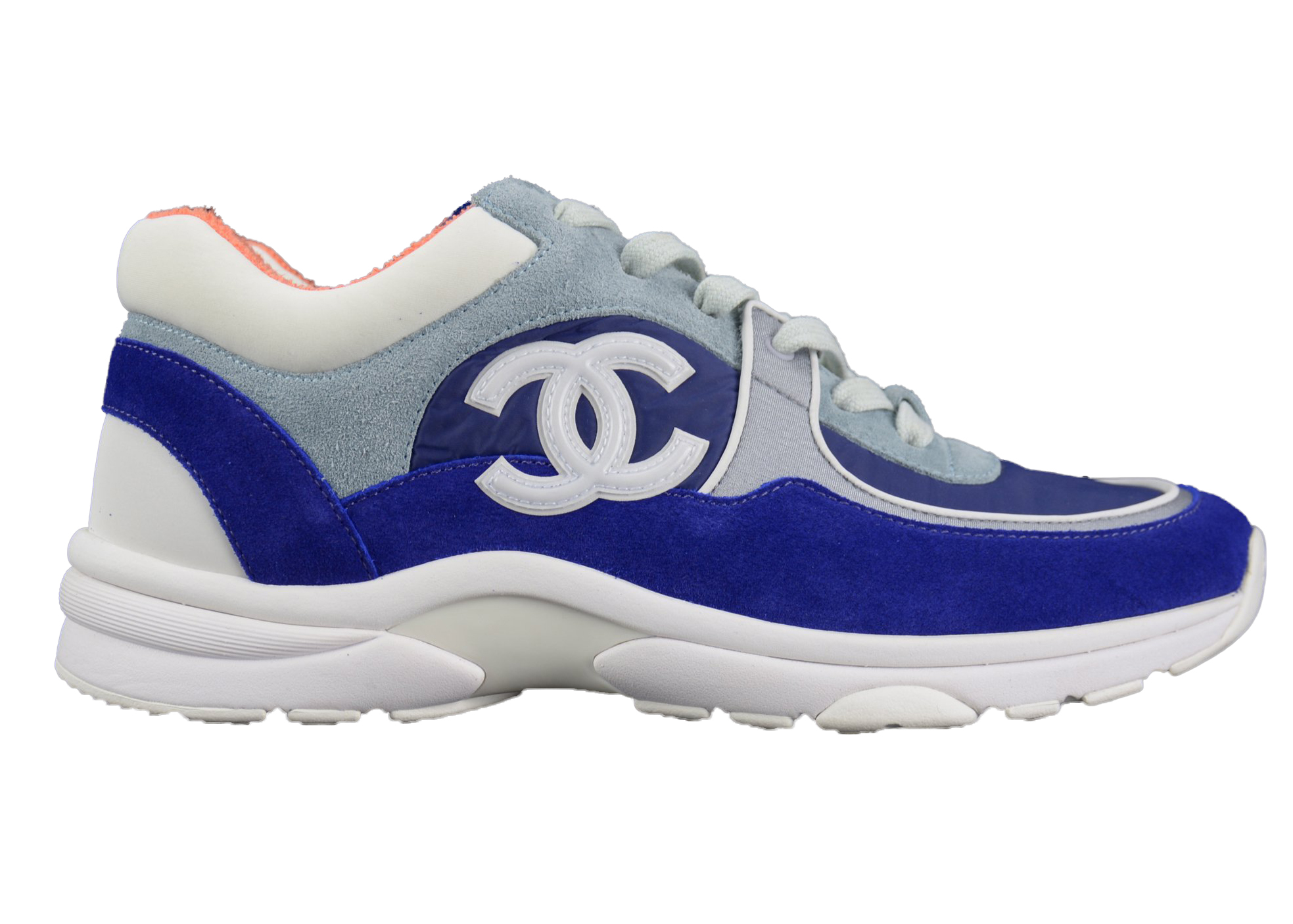 Chanel Low Top Trainer CC Ivory Blue Womens  G34360 Y53536 C1976  US