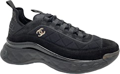 Chanel Interlocking CC Logo Suede Athletic Sneakers Black Trainers