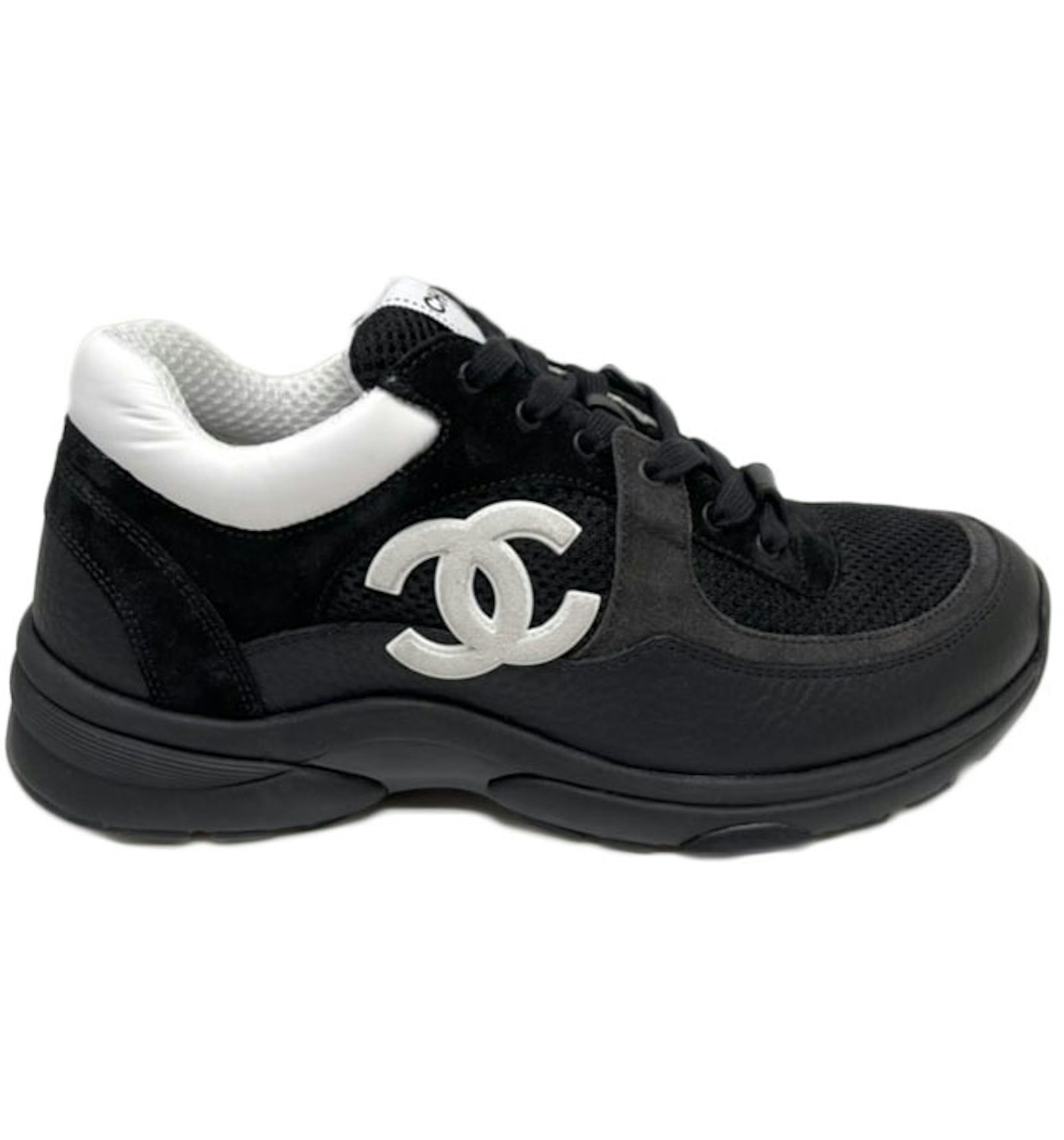 Black and white chanel tennis shoes Clearance