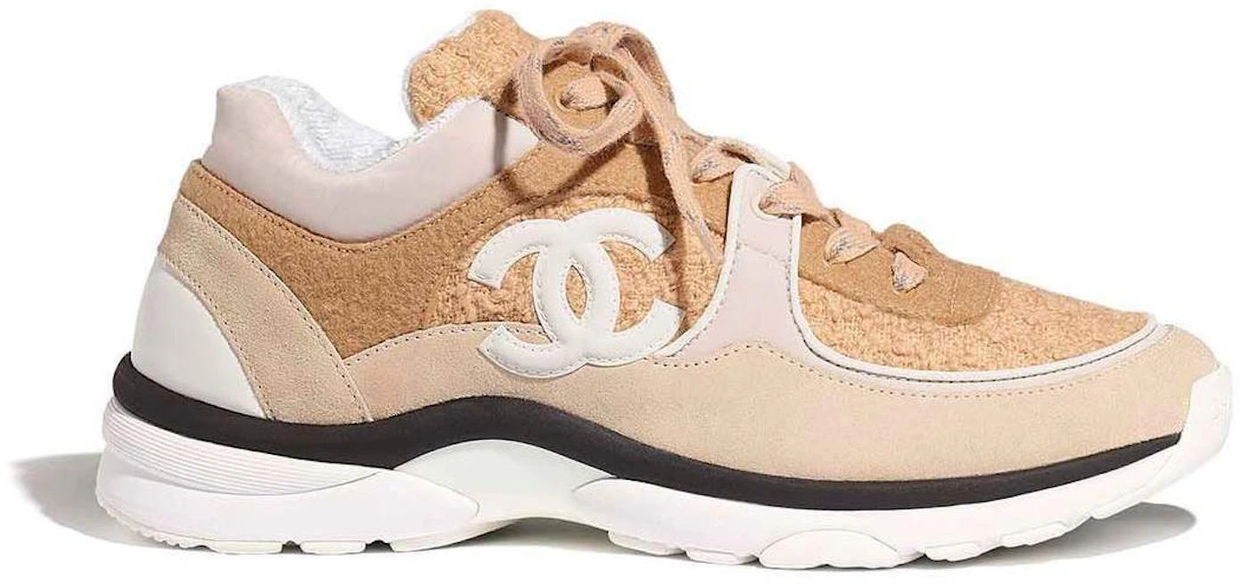 chanel white and gold sneakers