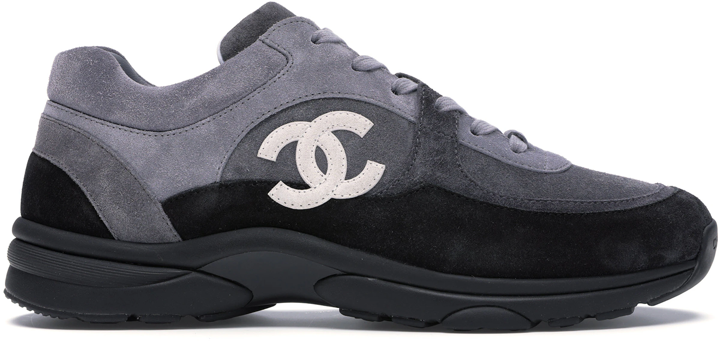 Chanel CC Logo Runner Sneaker Reflective Triple Black Leather Suede ...