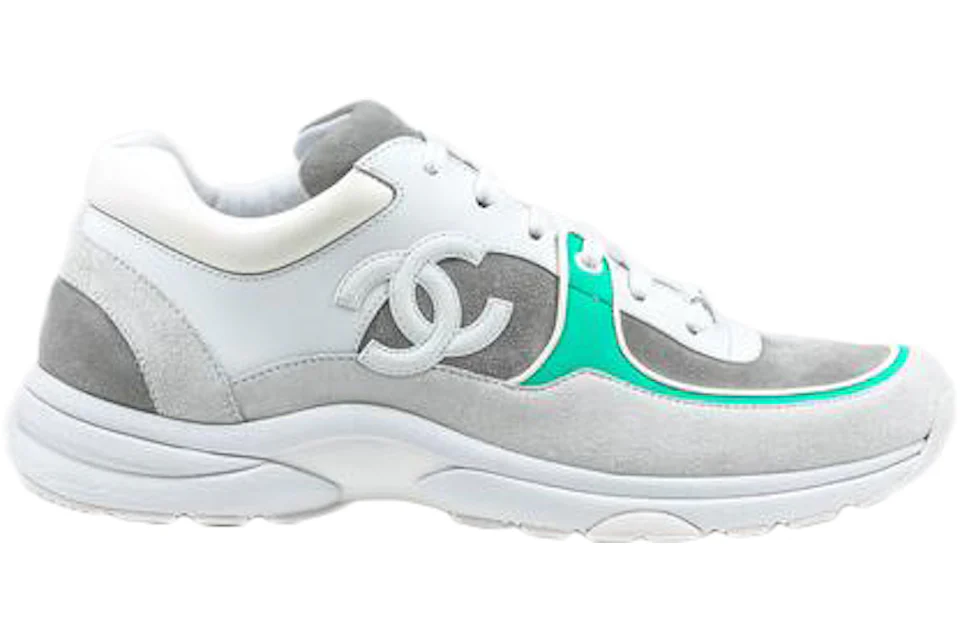 Chanel Low Top Trainer CC White Teal