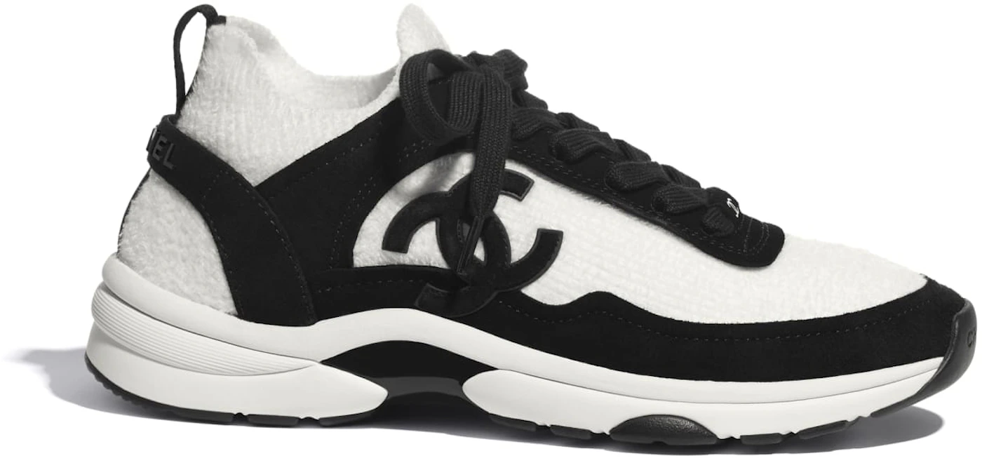 Chanel Shoe Sneaker Tennis White Leather Metallic Black Textile 39.5 / –  Mightychic