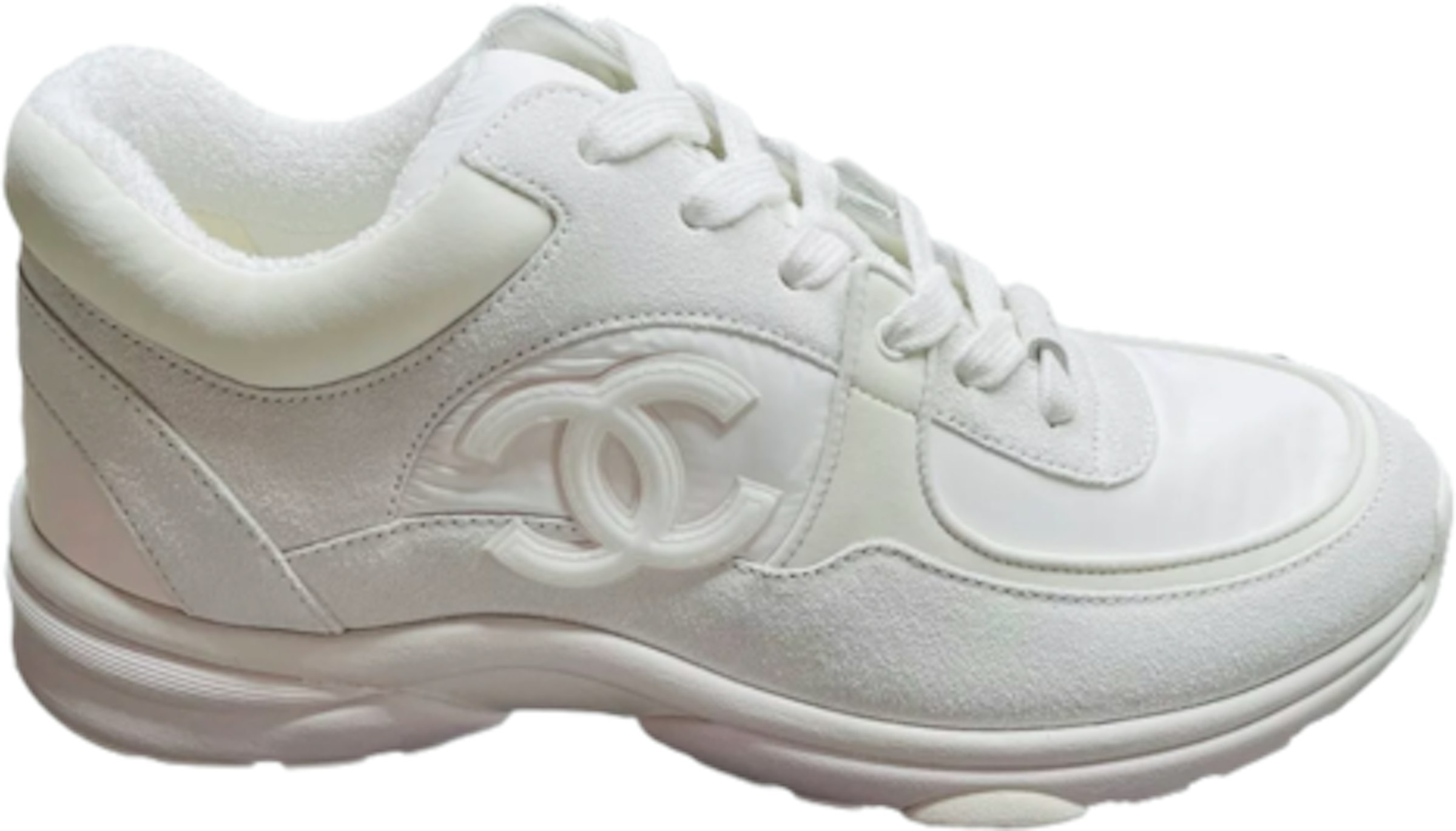 Chanel Low Top Trainer Reflective White Suede - G34360 0I259 - US