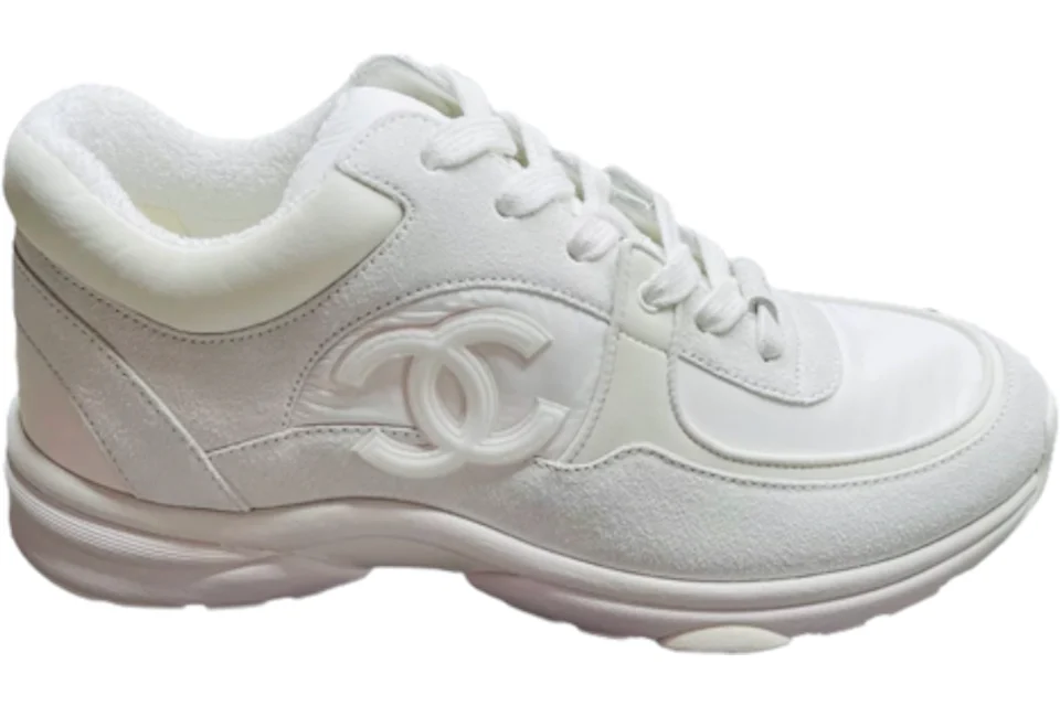 Chanel Low Top Trainer Reflective White Suede (Women's)