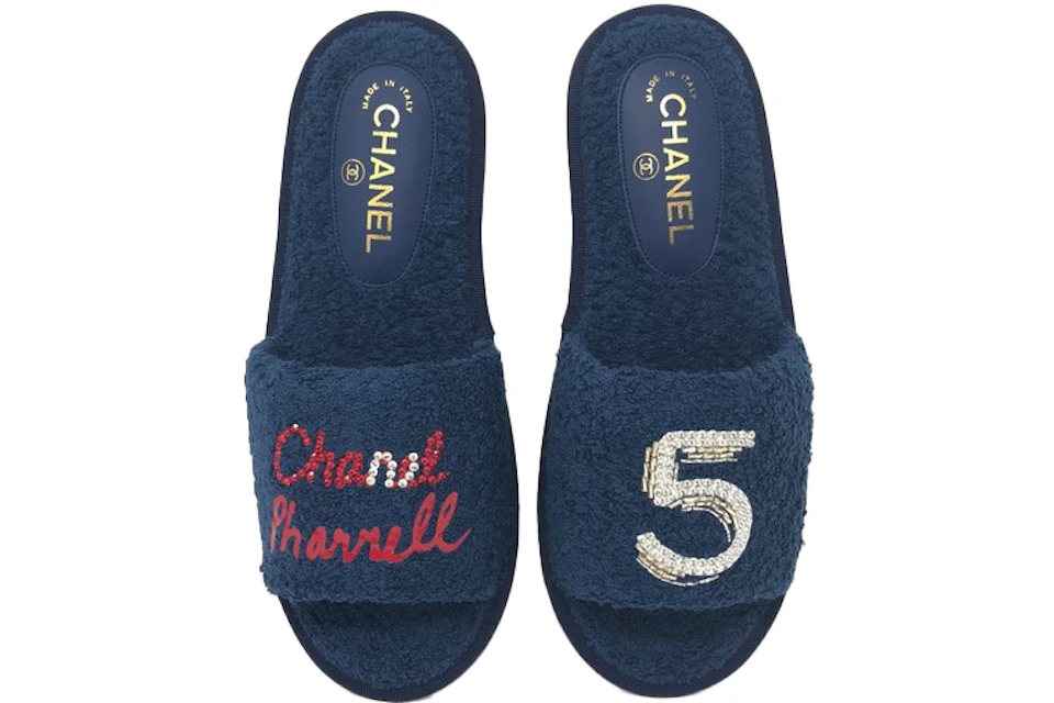 Chanel Marine Pharrell Slipper Navy Terry Cloth - G34880 X51197 0H799 - US