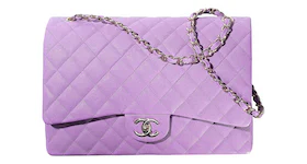 Chanel Maxi Classic Flap Handbag Maxi 22S Calfskin Purple