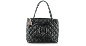 Chanel Medallion Tote Quilted Caviar Silver-tone Black