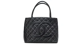 Chanel Medallion Tote Quilted Caviar Gold-tone Black