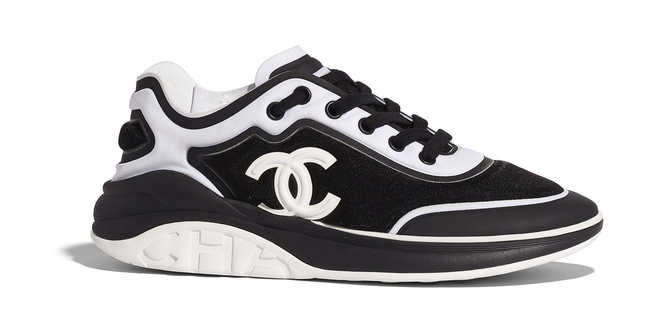 CHANEL  Shoes  Chanel Nib Black White Cc Logo Trainers Runner Shoes  Sneakers 39 Eur Size  Poshmark