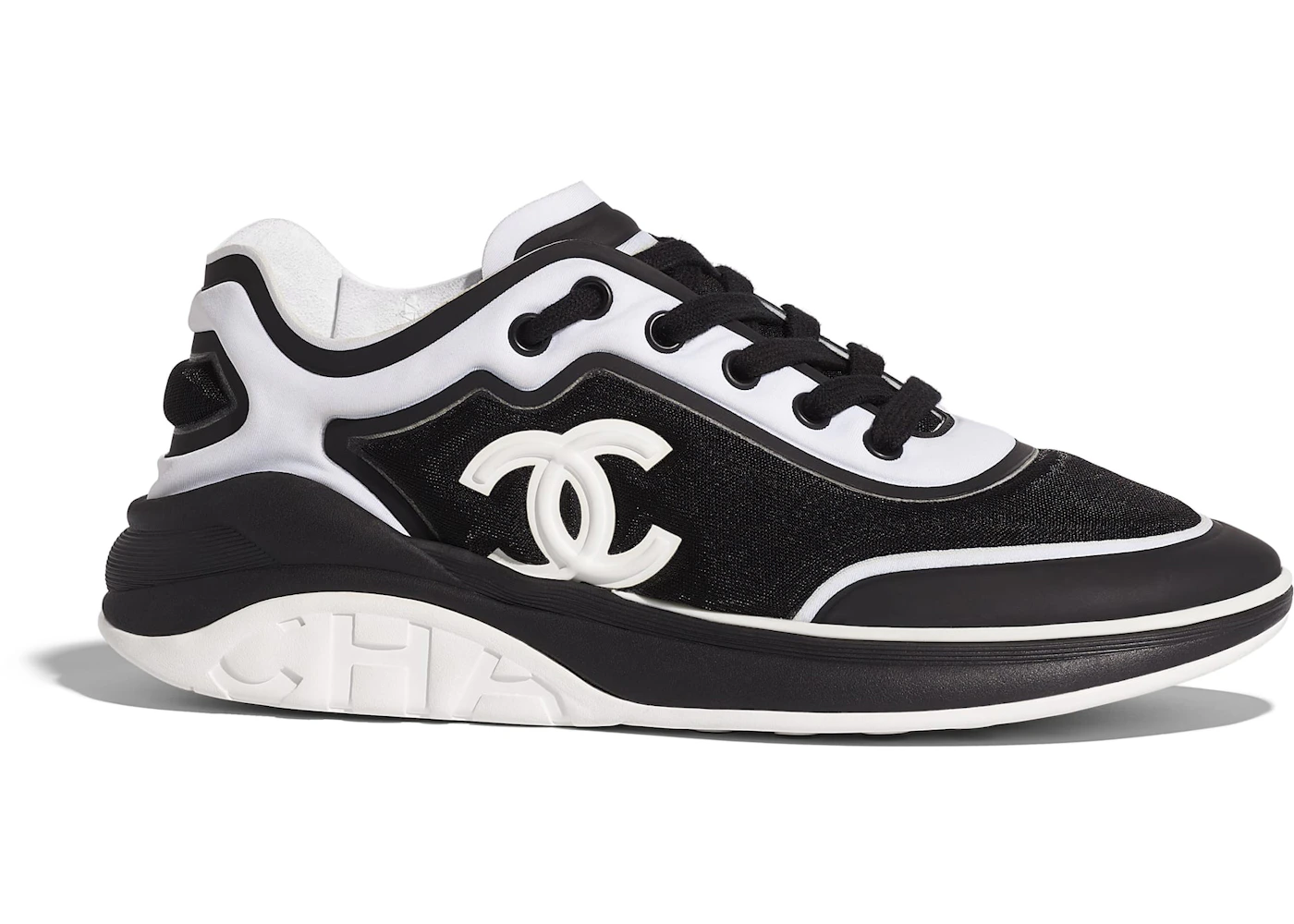 Chanel black and white slip on shoes Clearance