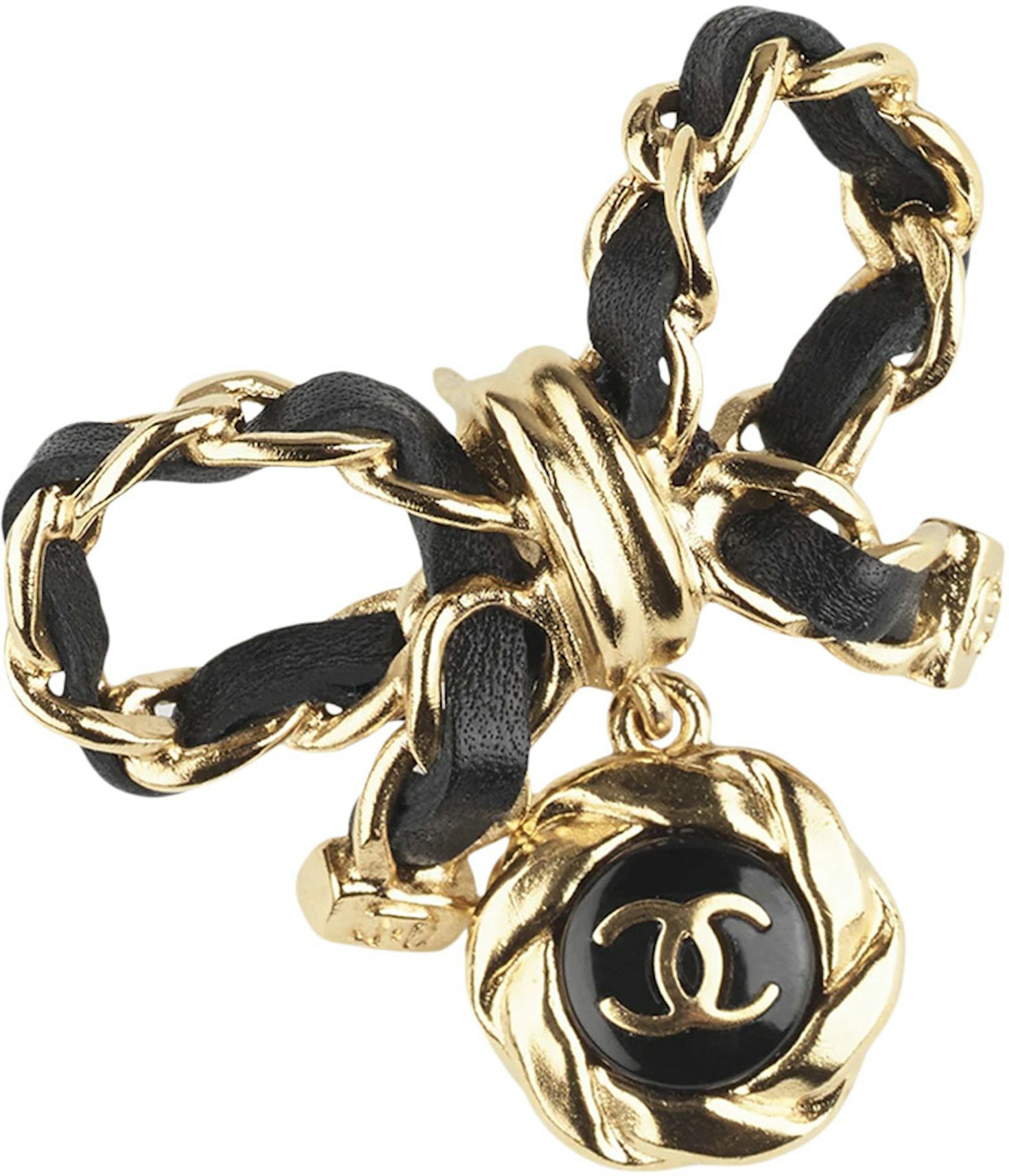 Chanel Metal Brooch AB8742 Gold/Black in Metal/Imitation Pearl/Calfskin  Leather - US