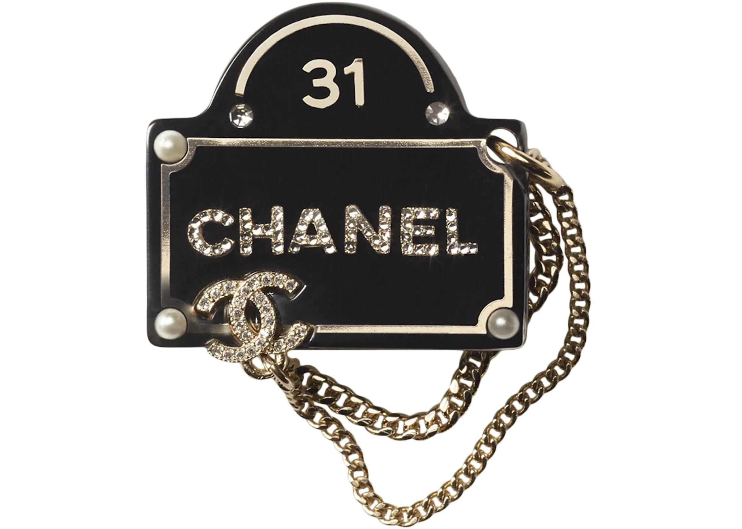 Chanel Metal Brooch AB9372 Black/Gold in Metal/Resin/Glass Pearls with  Gold-tone - US