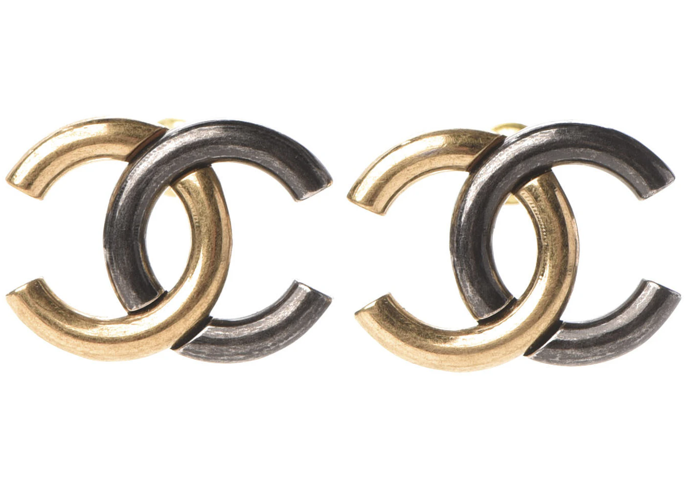 Light Gold Metal CC Earrings, 2017