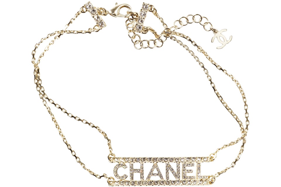 Chanel Metal Choker Necklace Gold/Crystal in Gold Metal - US