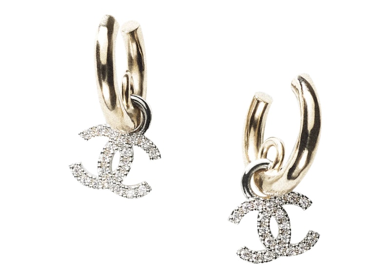 chanel metal and diamantes earrings