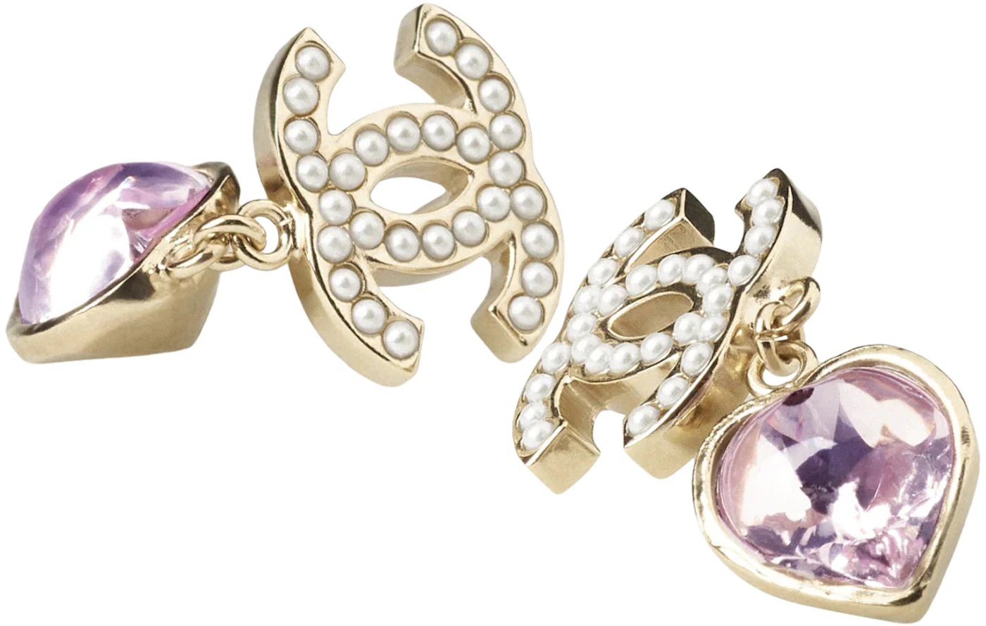 Hoop earrings - Metal & strass, gold & pink — Fashion | CHANEL