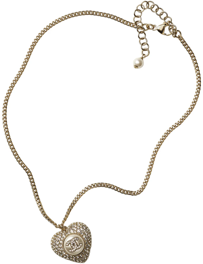 Chanel Metal Necklace AB9385 Gold/White in Gold Metal/Glass Pearls