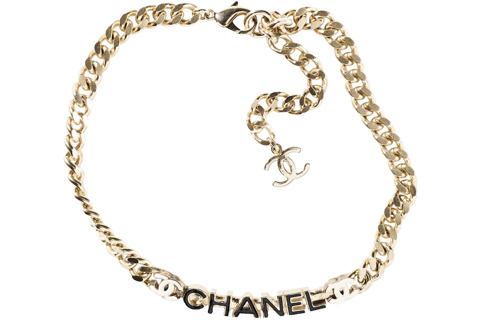 Chanel Metal Necklace Gold/Black/White in Gold Metal - US