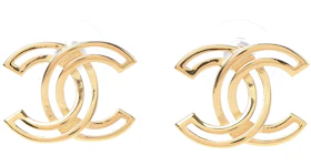 Chanel Metal Obazine CC Earrings Gold