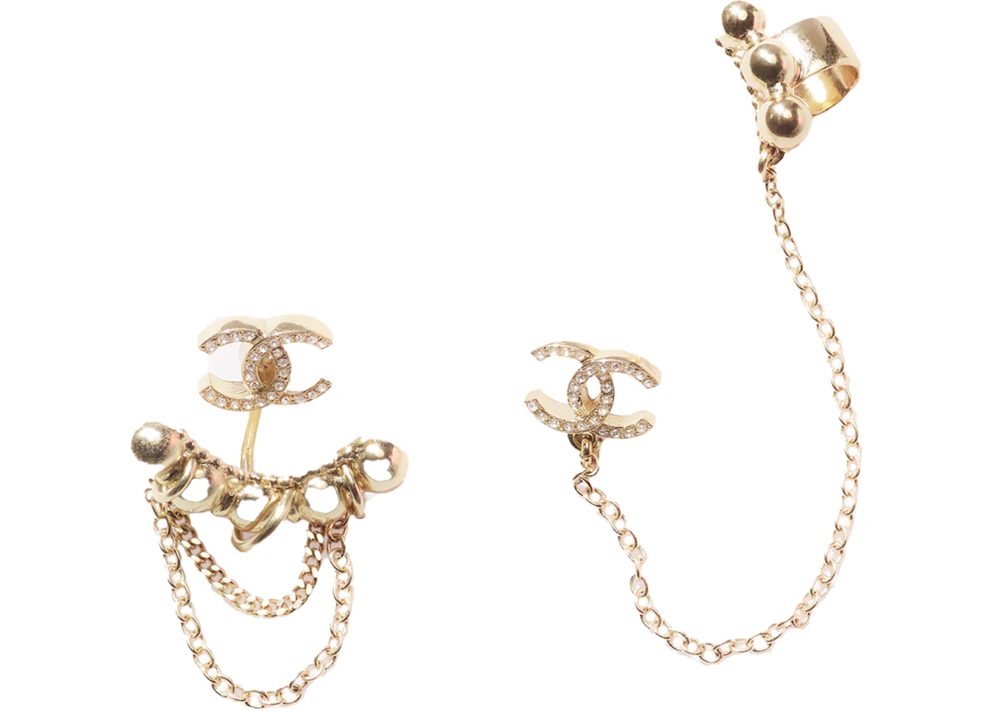 Chanel metal & strass gold & transparent Clearance