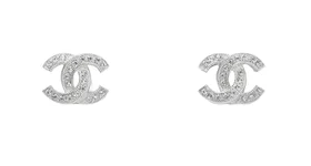 Chanel Metal and Strass Earrings Crystal Silver