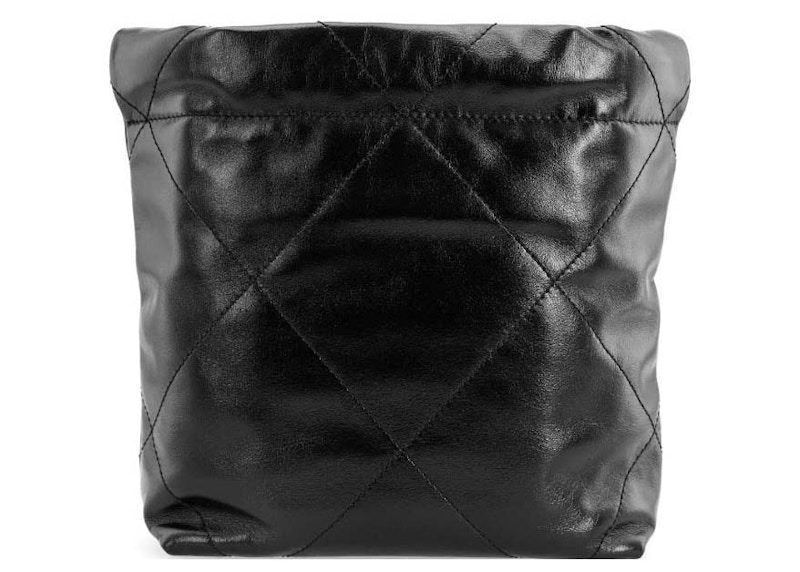 Chanel Mini 22 Tasche Schwarz (AS3980) in Calfskin with Silver  