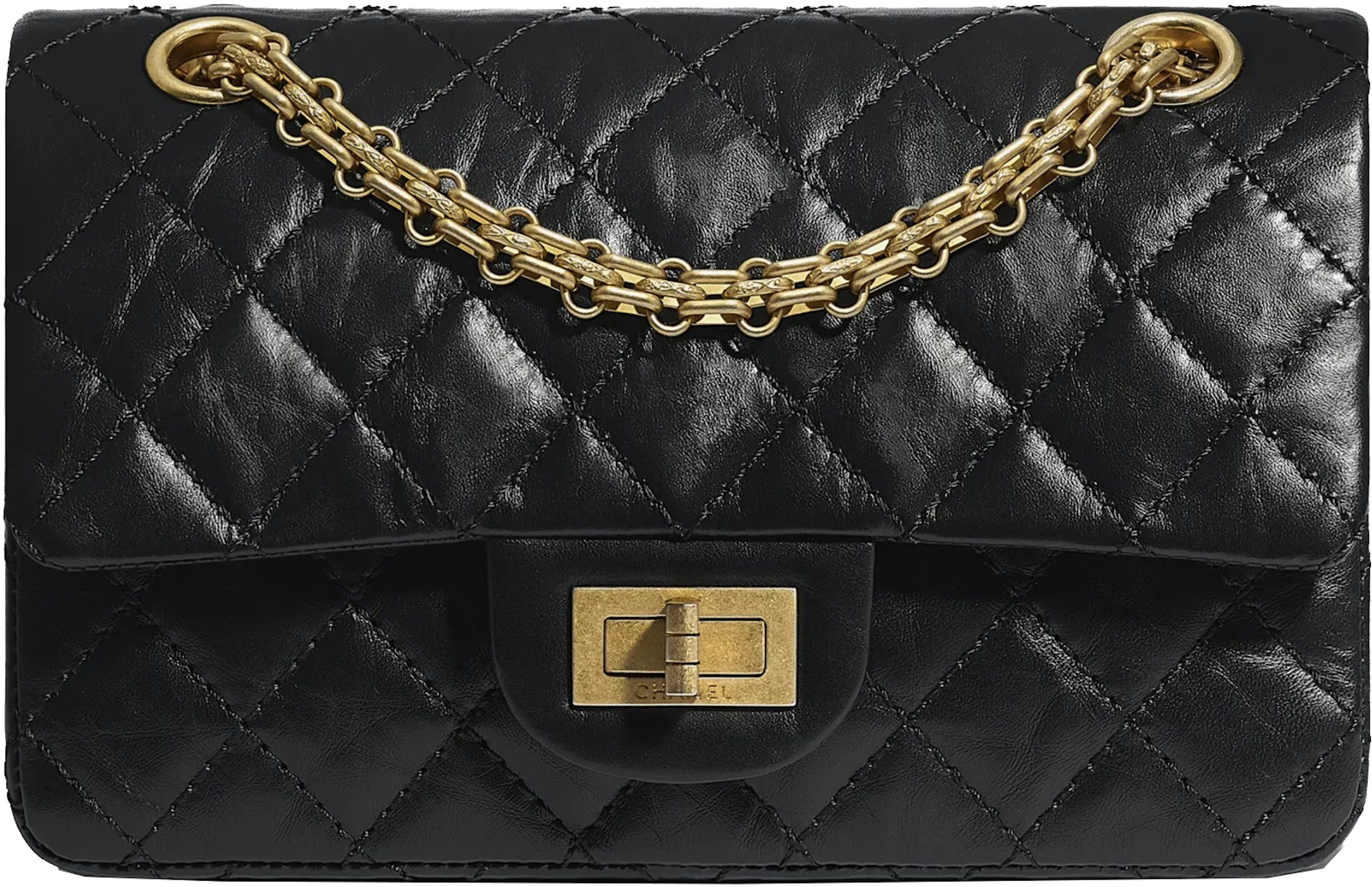 CHANEL Aged Calfskin Quilted 2.55 Reissue Mini Flap Black 1274050