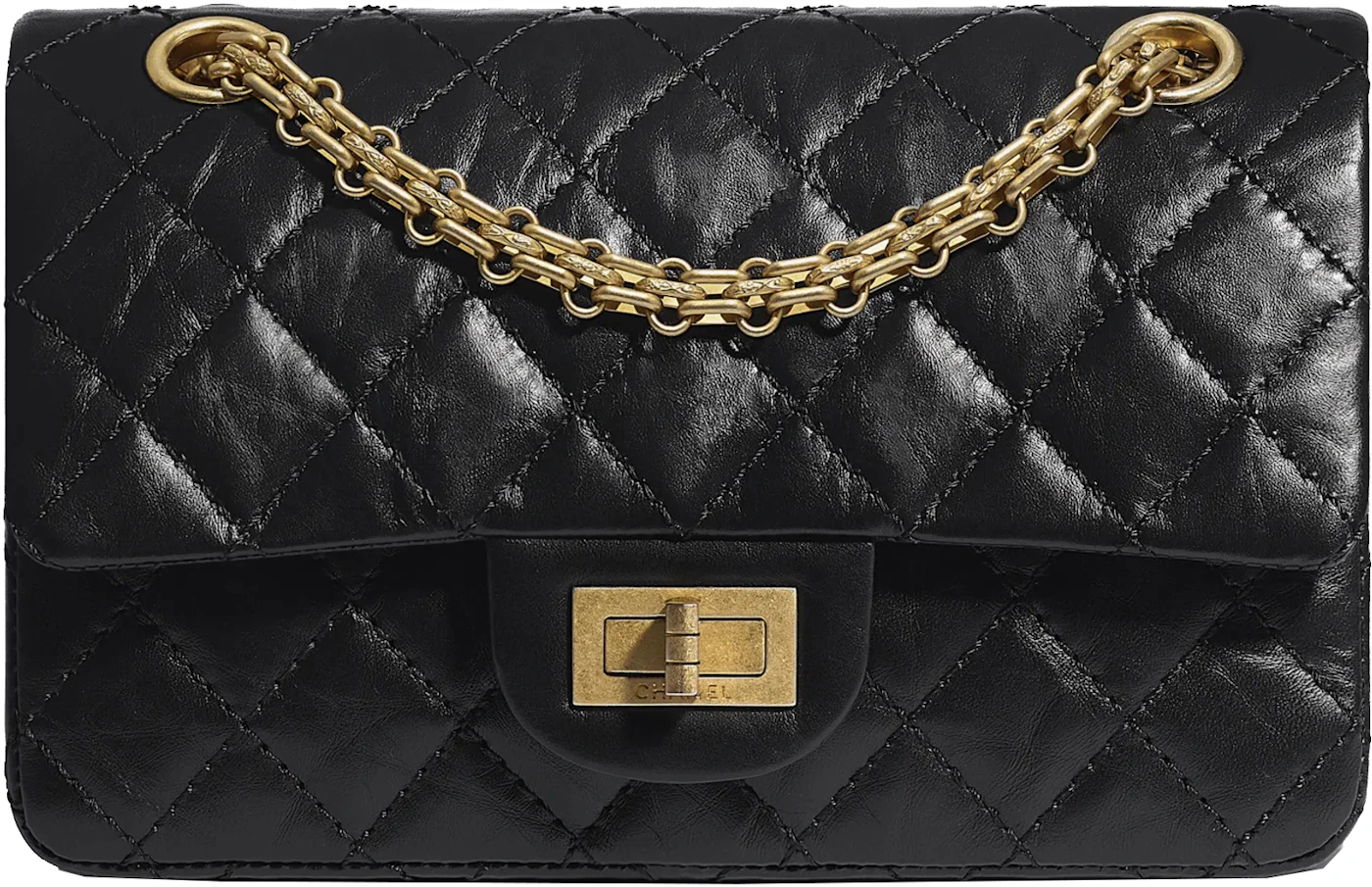 Mini 2.55 Handbag Black in Aged Calfskin - US