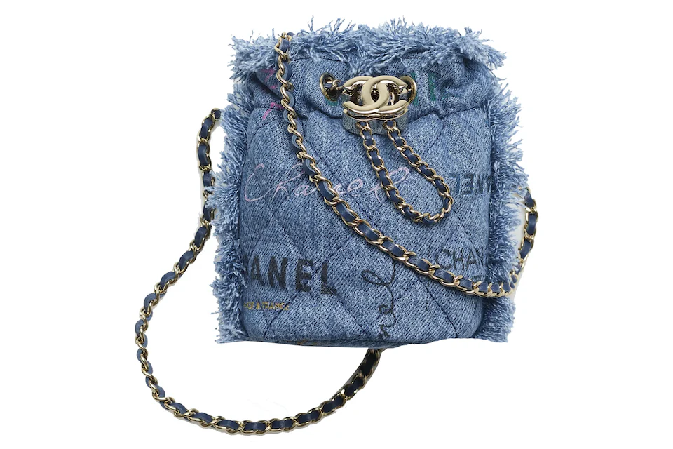 Chanel Mini Bucket With Chain Blue/Multicolor in Printed Denim - US