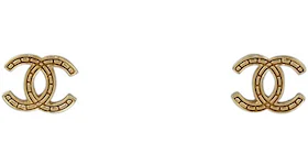 Chanel Mini CC Stud Earrings Gold-tone
