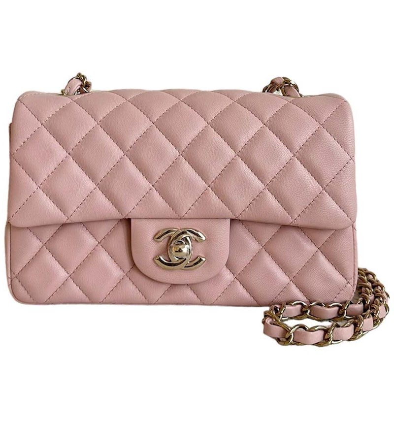 Chanel Mini Sac à Rabat Classique Rose (A69900) with Gold-tone de